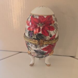 Floral Decorative Egg with Gold Accents